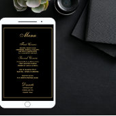 Elegantes Black Gold Script Wedding Menü Menükarte