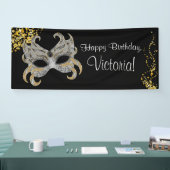 Elegantes Black Gold Silver Masquerade Party Banner (Messe)