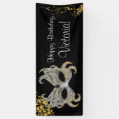 Elegantes Black Gold Silver Masquerade Party Banner (Vertikal)