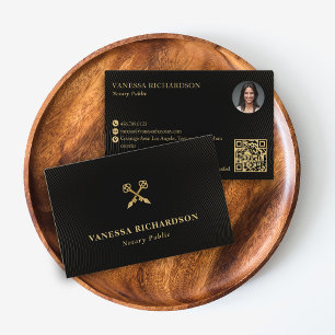 Elegantes Black & Gold Skelett Wichtiges QR-Foto Visitenkarte