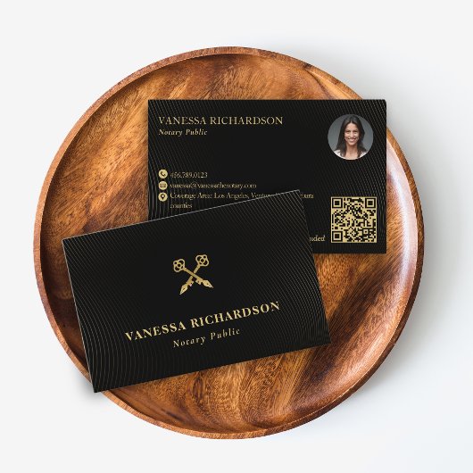 Elegantes Black & Gold Skelett Wichtiges QR-Foto Visitenkarte