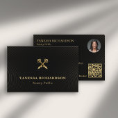 Elegantes Black & Gold Skelett Wichtiges QR-Foto Visitenkarte