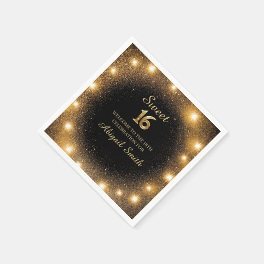 Elegantes Black & Gold Sparkle Paper Napkins Serviette (Ecke)