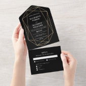 Elegantes Black Gold Spiel All In One Einladung (Abreißen)