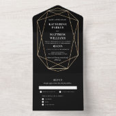 Elegantes Black Gold Spiel All In One Einladung (Innen Boden)
