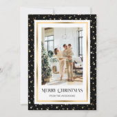 Elegantes Black Gold Starry Foto Frohe Weihnachten (Vorderseite)