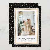 Elegantes Black Gold Starry Foto Frohe Weihnachten (Vorne/Hinten)