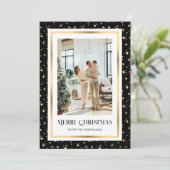 Elegantes Black Gold Starry Foto Frohe Weihnachten (Stehend Vorderseite)