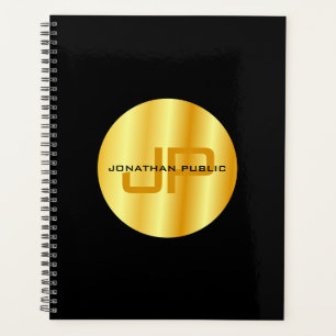 Elegantes Black Gold Template Trendy Monogram Planer