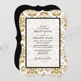 Elegantes Black Gold Vintage Einladung zur Hochzei