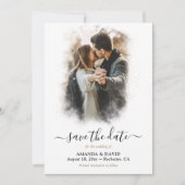 Elegantes Black Gold Wedding Foto Save the Date (Vorderseite)