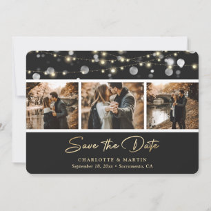 Elegantes Black Gold Wedding Foto Save the Date