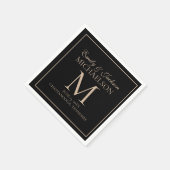 Elegantes Black Gold Wedding Monogramm Serviette (Ecke)