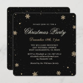 Elegantes Black Gold Weihnachts-Party Einladung (Vorne/Hinten)
