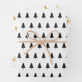 Elegantes Black Gold Weihnachtsbaum Muster Geschen Geschenkpapier Set (Beispiel)