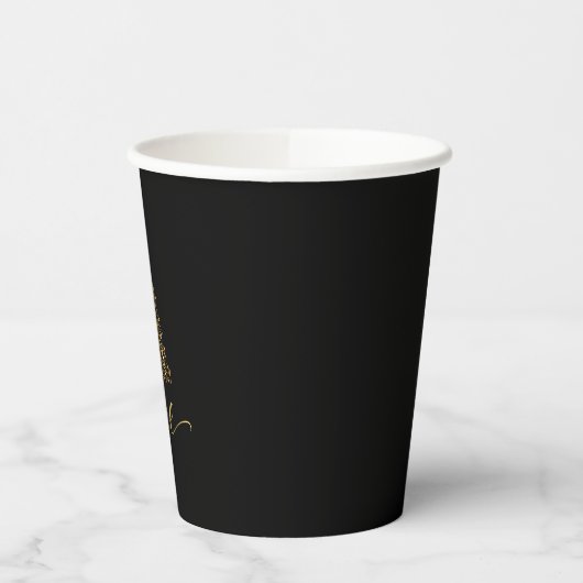 Elegantes Black & Gold Weihnachtsbaum Weihnachten Pappbecher (Links)