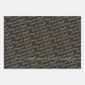 Elegantes Black & Gold Weihnachtswrapping Geschenkpapier Set (Vorderseite 3)