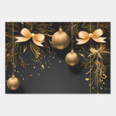 Elegantes Black & Gold Weihnachtswrapping Geschenkpapier Set (Vorderseite)