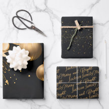 Elegantes Black & Gold Weihnachtswrapping