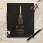 Elegantes Black Gold Whisk Rezept Cookbook Notizblock
