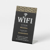 Elegantes Black Gold Wifi Password Network Sockelschild (Vorderseite)