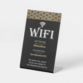 Elegantes Black Gold Wifi Password Network Sockelschild