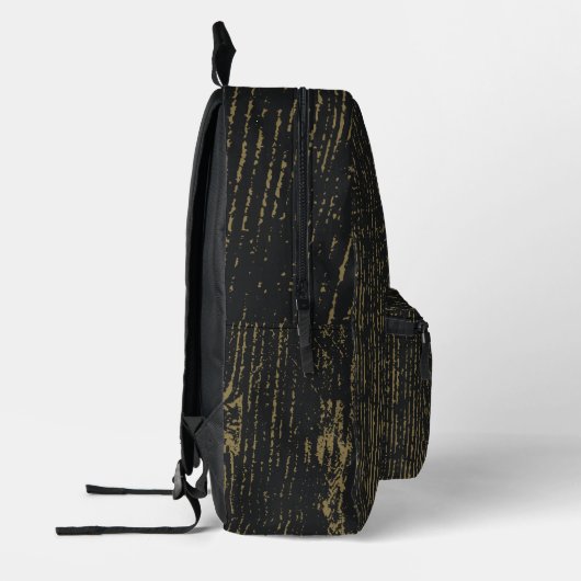 Elegantes Black Gold Wood Grain Bedruckter Rucksack (Links)