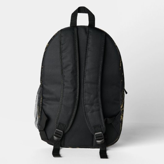Elegantes Black Gold Wood Grain Bedruckter Rucksack (Rückseite)