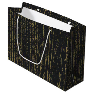 Elegantes Black Gold Wood Grain Große Geschenktüte