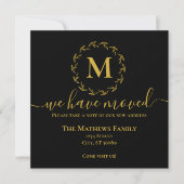 Elegantes Black Gold Wreath Monogramm, das wir bew Ankündigung (Vorderseite)