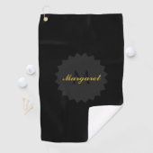 Elegantes Black Golf Handtuch mit Name und Initial (Insitu)