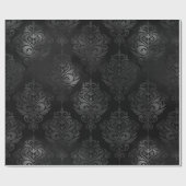 Elegantes Black Gothic Luxus Damask Muster Geschenkpapier (Flach)