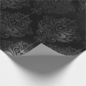 Elegantes Black Gothic Luxus Damask Muster Geschenkpapier (Ecke)