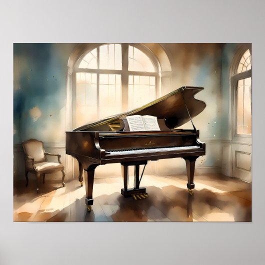Elegantes Black Grand Piano - Zeitlose Musik Poster (Vorne)