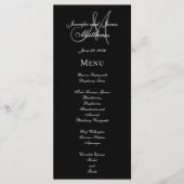 Elegantes Black Gray Monogram Script Wedding Menu Menükarte (Vorderseite)