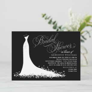 Elegantes Black Gray Wedding Gown Brautparty Einladung