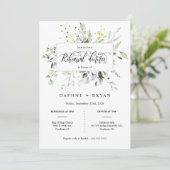 Elegantes Black Green Blätter Probe Dinner Foto Einladung (Stehend Vorderseite)