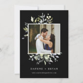 Elegantes Black Green Blätter Probe Dinner Foto Einladung (Rückseite)