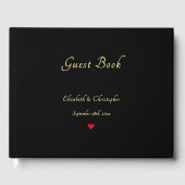 Elegantes Black Imitats Goldenes Herz Hochzeiten J Gästebuch (Vorderseite)