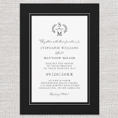 Elegantes Black Initials Calligraphy Wappen Hochze Einladung