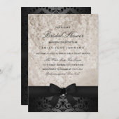 Elegantes Black & Ivory Bow Brautparty Einladung (Vorne/Hinten)