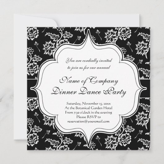 Elegantes Black Krawatte Formal Dinner Tance Party Einladung (Vorderseite)