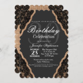 Elegantes Black Lace auf Burlap Jute Einladung (Vorne/Hinten)