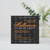 Elegantes Black Lace Halloween Cocktail Party Einladung (Stehend Vorderseite)