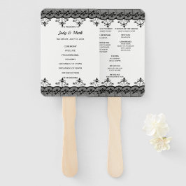 Elegantes Black Lace Hochzeitsprogramm Fächer