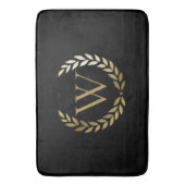 Elegantes Black Laurel Wreath Monogramm Badematte (Vorderseite Vertikal)