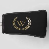 Elegantes Black Laurel Wreath Monogramm Golf Headcover (Vorderseite)
