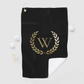 Elegantes Black Laurel Wreath Monogramm Golfhandtuch (Insitu)