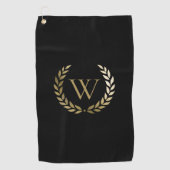 Elegantes Black Laurel Wreath Monogramm Golfhandtuch (Vorderseite)