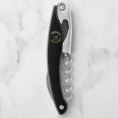 Elegantes Black Laurel Wreath Monogramm Kellnermesser (Rückseite)